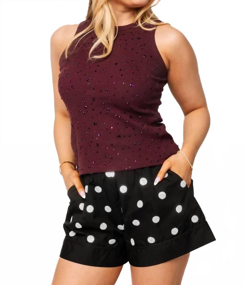 NEW QUEEN OF SPARKLES tonal rhinestone tank top in maroon